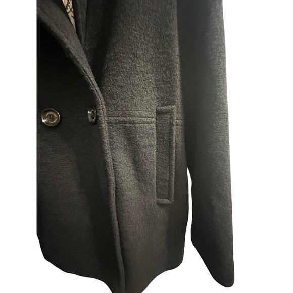 Sam Edelman Black Wool Pea coat Size 8 colorful lining long - Picture 5 of 10